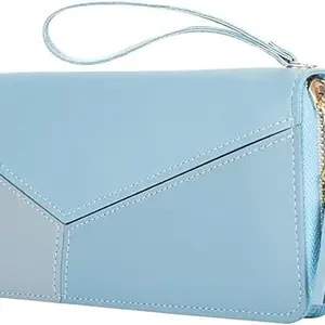 RECTITUDE Women's Long Wallet Tassel PU Leather Multi- Slots Girls Zipper Coin Large Purse | Color Blue