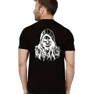 ALLEN BLACK Men's Round Neck T-Shirt, (GU_ S_3542_BZR) Navy Blue