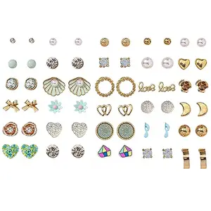 Fashion Frill Earrings For Women Fashion Love Heart Designs Studd Earrings For Women Girls Love Gifts Earrings Combo Set 30 Pair of Earrings