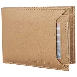 pocket bazar Men's Wallet Beige Artificial Leather Wallet ATM (7 Card Slots)