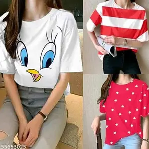 Trendy Women’s T-Shirt – Soft, Stylish, and Comfortable Tee for Everyday Fashion and Casual Wear Design No SH-P3351-XL