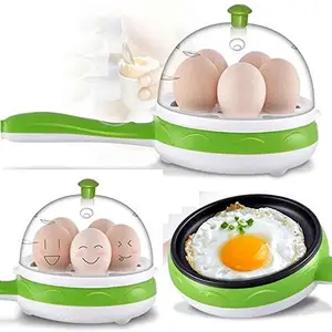 SHOPECOM SHOPECOM Plastic Electric Egg Cooker with Tray (16x16x16 cm, Multicolour)