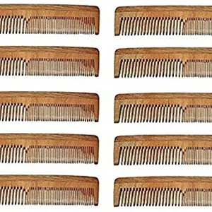 Inaaya Neem Wood Comb Model No.2 Set Of 10 Combs, Brown, 40 Grams,
