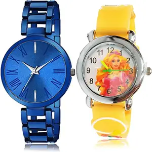 NEUTRON Stylish Analog Blue and White Color Dial Women Watch - G611-GC46 (Pack of 2)
