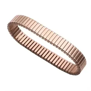 STYLE KRAFT-Jewellery STYLE KRAFT Stackable Stretch Bracelet, Rose Gold Block Tile Wide Wristband for Men Women, Rose Gold Bracelet Bangle, Inner Diameter: 6 cm Adjustable Unisex Bracelet Elegant Bracelet for her/him