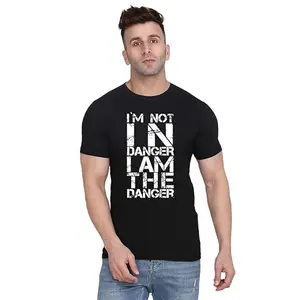 ALLEN BLACK Men's Round Neck T-Shirt, (GU_L_6055_BZR) Navy