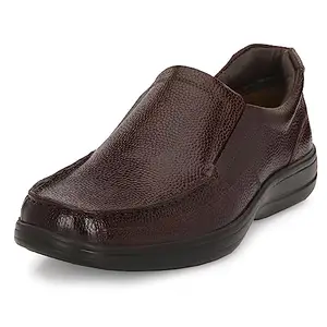 Auserio Men's Trumock Full Grain Leather Slip On Formal Shoes | Anti Skid Sole & Waxed Laces | Memory Foam Padded Insole | Comfort Shoes for Office & Parties | Brown 8 UK (SSE 064)