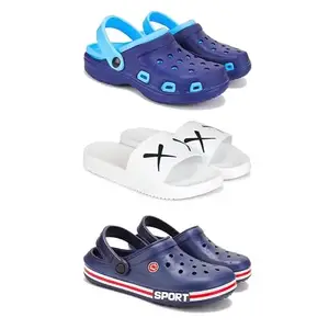 WINGSCRAFT Lightweight Classic Clogs || Sandals with Slider for Men-Combo(3)-3019-3029-3015-10 Blue-6754