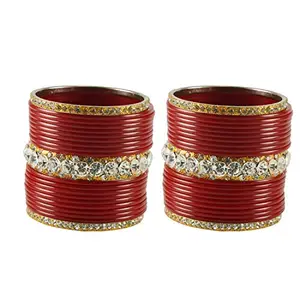 MAYA FASHION Red Stone Acrylic-Brass Bangle Elegant Extra Large Size Bangle | Perfect Fit for Plus Size banglesTrendy and Comfortable Fit for woman and girls | (Sku-ban1646)
