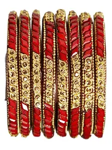 Beniwal Handmade Traditional Beads Chain Bangles for Women Girls (Pack of 8) (MAHROON, 2.10)