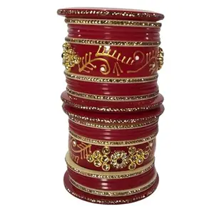 AAPESHWAR Plastic Beautiful Traitional Chudas/Bangle Set for Women and Girls (Red, 2.6) (Pack of 26)