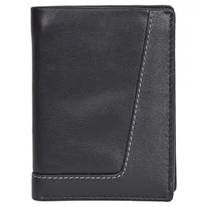Leatherman Fashion LMN Men & Women Casual Black Genuine Leather Wallet (6 Card Slots)