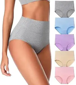 DIVING DEEP Panties for Women | Women's High Waist Panties - Lightweight Cotton, Full Coverage, Breathable & Comfortable Daily Underwear - Stretchable Hipster Briefs, Pack of 5