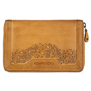 KOMPANERO Yellow Genuine Leather Womens Wallet (C-11942-YELLOW)