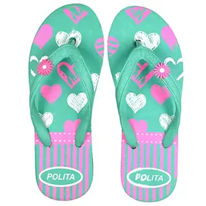 POLITA Women's Flip-Flops and Slippers Green Heart (numeric_4)