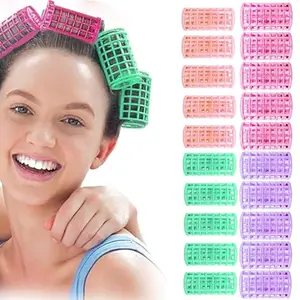 APOEM 24 Pcs Plastic Hair Rollers Snap On Random Colour Curlers for Hairdressing Styling for Girls & Women No Heat Wave Hair Curlers Snap On Rollers Self Grip Rollers Curlers For 1 pcs free comb