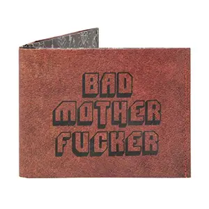 Supervek Bad Mother Pulp Fiction Stitched Bifold Wallet for Men | Vegan Men's Mighty Paper Slim Credit Card Holder | Mens Slimfold Purse Gift for Him Husband Boyfriend Gents