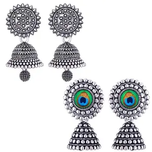 MEENAZ Earrings for women fashion jhumka oxidised Silver Earrings for women Combo chandbali pearl stylish Butterfly jhumkas traditional Jhumki Peacock Earrings For girls South Temple Ear Rings -M343