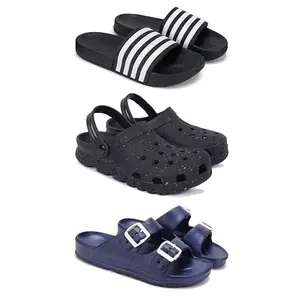 Lightweight Classic SliderSandals with Clogs for Men-Combo(3)-3024-3058-3116-8 Blue-547