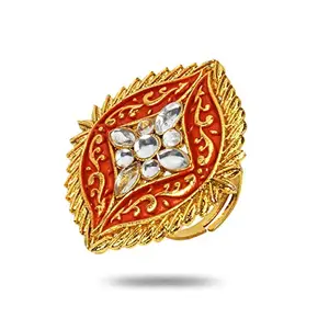YouBella Jewellery Stylish Kundan Polki Ring for Women and Girls (Adjustable Size)
