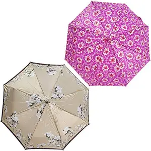 Rainpopson 3 Fold Office Umbrella for Women & Men (Multicolour) - Combo of 2 (FR_849)