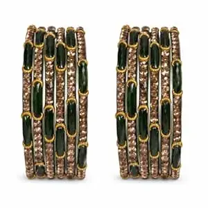 Srijman Creation Traditional Stone-Studded Glass Bangles for Women (Pack of 12) | Elegant Ethnic Churi Set | Multiple Colors | Sizes 2.4, 2.6, 2.8