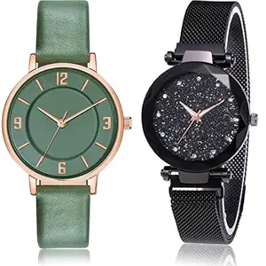 NEUTRON Formal Analog Green and Black Color Dial Women Watch - GM393-GC7 (Pack of 2)