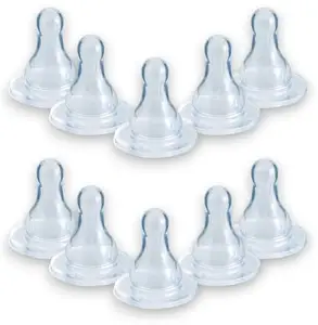 RB POINT Beginner Nipple: Ideal for Early Bottle Feeding Sessions (Pack of 10 Niples, Suitable for All Bottle, Silicone)