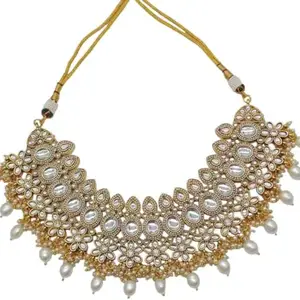 KNIGGHT ANGEL JEWELS NS619 White Kundan Choker Necklace Jewellery set for women and girls
