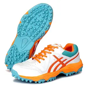 PRO ASE Men’s Cricket Shoe Limited Edition Elite Performance Rubber Spike Cricket Shoes | Orange | Unisex Cricket Shoes | Mid-Foot Support Heel Responsive 6 UK/IND
