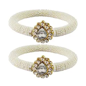 MAYA FASHION White Stone Brass Bangle With Very Extra Large Size Elegant Extra Large Size Bangle | Perfect Fit for Plus Size banglesTrendy and Comfortable Fit for woman and girls | (Sku-ban2155)
