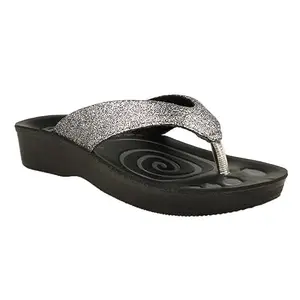 AEROBLU G Metal Synthetic Solid Casual Lightweight Open Toe Comfortable Flat Slipper For Women (AEAAG8-G METAL-35)