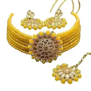 Choker Necklace Set with earring and mang tikka for Women and Girls