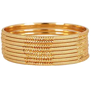 SGN FASHION Latest One Gram Gold Plated Traditional Bangles Set of 8 for Women and Girls Size (2.6)