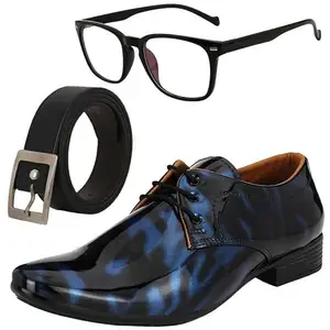 Vitoria Stylish Men Formal Shoes with Free Belt & Unisex Computer Black Frame Sunglasses Combo/10