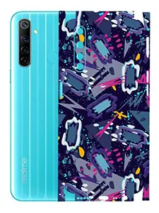 AtOdds - Realme 6i Mobile Back Skin Rear Screen Guard Protector Film Wrap (Coverage - Back+Camera+Sides) (Abstract)
