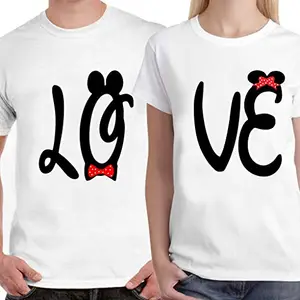 DreamBag LIMIT Fashion Store - Love Unisex Design Love Couple Gift T-shirt, Men-S/Women-S (White)