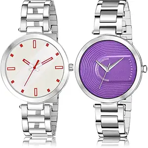 NEUTRON Luxury Analog White and Purple Color Dial Women Watch - GM237-GM222 (Pack of 2)