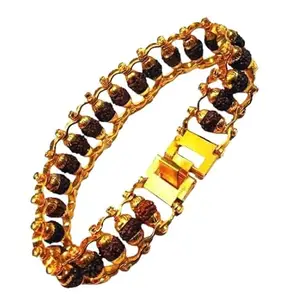 SreeGems Rudraksha Bracelet Gold Plated for Men Women Rudraksha Bracelet Original With Gold Capping Rudraksha Beads Bracelet Blessed By Mahadev Gold Plated Rudrakshaa Bracelet For Men Women