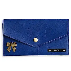 Homafy Personalized Blue Leather Wallet: A Stylish Gift for Women | Gift for Wife, Sister, Mother, | Lady Wallet with Name (Blue)