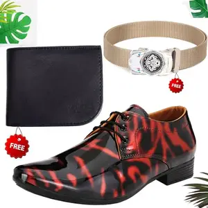 Fashionable Trendy Formal Shoes/Party Shoes/Shoes Combo with Free Wallet & Belt for Men and Boys (BAZAAR255_AXR-TC-101) Multicolor
