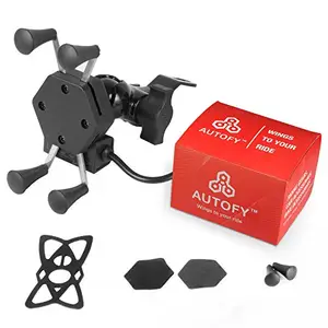 Autofy Universal X Grip USB Mobile Holder/USB Mobile Bike Charger for All Bikes, Scooters (Black)