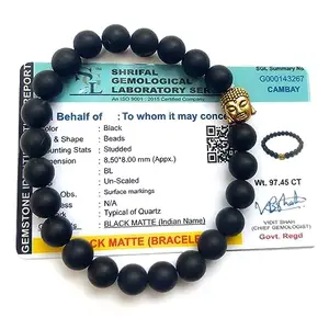 Apnisanskriti Premium Black Matte With Buddha Face Stone Bracelet for Men and Women (Free Size, AAA Quality, Lab Certified) Natural Stone - Pack of 1