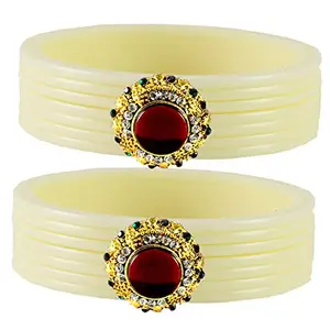 MAYA FASHION white Stone Acrylic-Brass Bangle With Very Extra Large Size Elegant Extra Large Size Bangle | Perfect Fit for Plus Size banglesTrendy and Comfortable Fit for woman and girls | (Sku-ban1767)