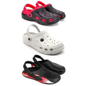 DRACKFOOT-Lightweight Classic Clogs || Sandals with Slider Adjustable Back Strap for Men-Combo(5)-3017-3099-3141-10 Black