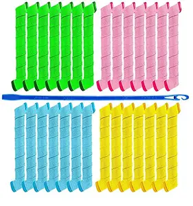 SIYAA 18 pcs Hair Curlers Spiral Curls 30 cm Styling Kit, No Heat Hair Curlers,Hair Rollers Wave Styles,Heatless Spiral Curlers for Women Girls Short Long Hair Styling Tools (Multicolor)
