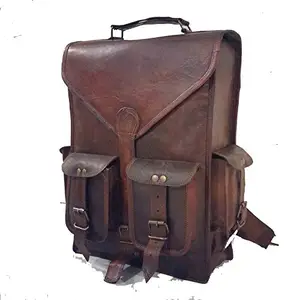 ZNT BAGS , Brown Vintage Leather Backpack Laptop Messenger Bag Rucksack Sling for Men Women (11" x 15")