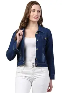 Women's Denim Blend Standard Length Jacket (Dark blue)