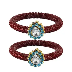 MAYA FASHION Maroon Stone Brass Bangle With Very Extra Large Size Elegant Extra Large Size Bangle | Perfect Fit for Plus Size banglesTrendy and Comfortable Fit for woman and girls | (Sku-ban2136)