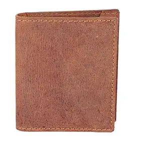 Men Brown Original Leather RFID Card Holder 4 Card Slot 0 Note Compartment